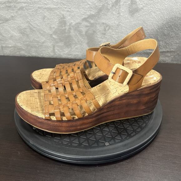 Korks Women's Size 9M Brown Woven Marley Platform Wedge Heel Adjustable Sandals - Picture 3 of 8